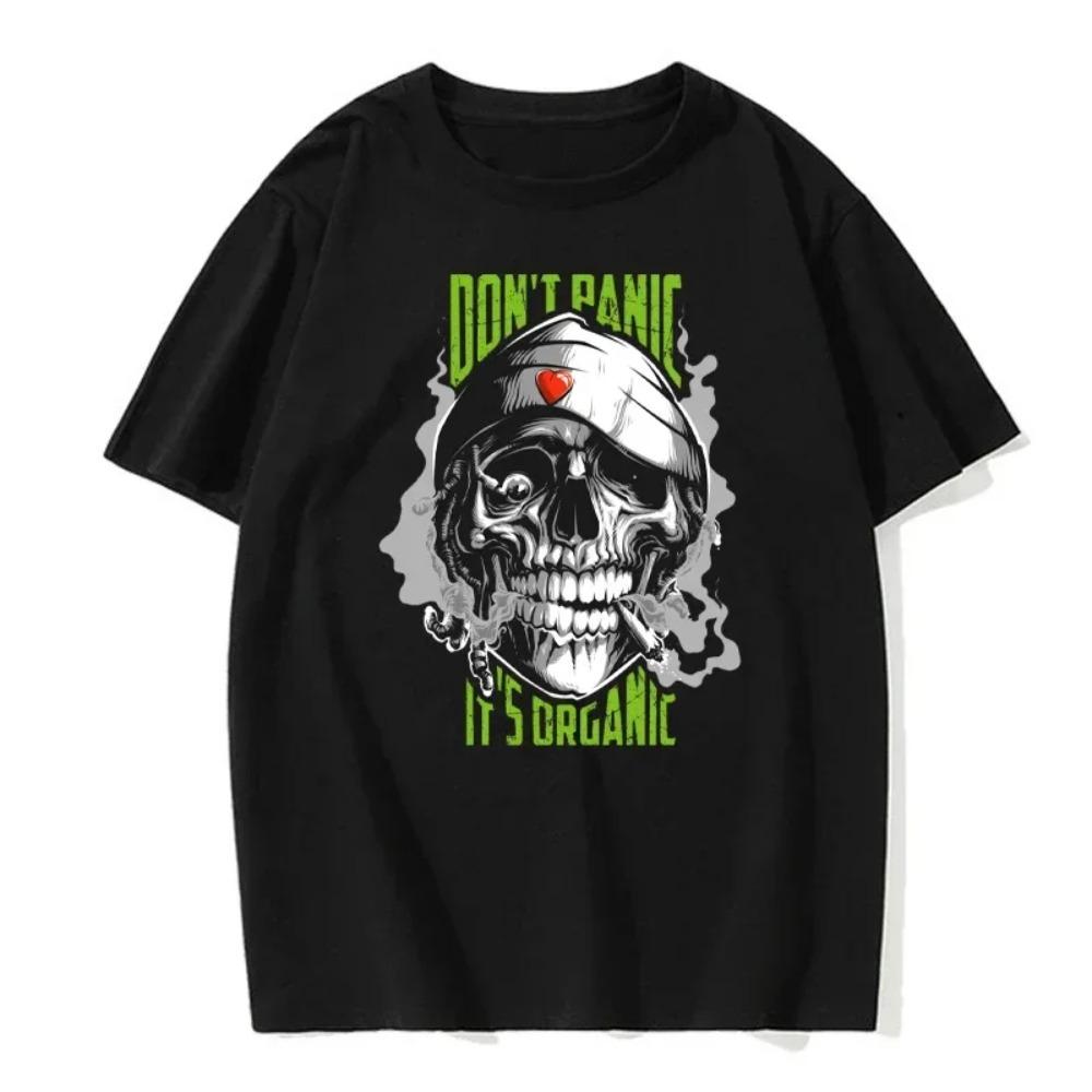 

Men s European Size T-shirts Fashionable and Casual Round Neck Solid Color Versatile Summer Tops Hip-hop Skull Print T-shirt XXXXXL чёрный