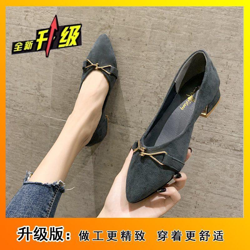 

Модная французская обувь для работы, с открытым верхом, профессиональная, в стиле маленького аромата, с острым носком, на толстом каблуке, одинарная обувь, женская, новая коллекция лето-осень 2025 40