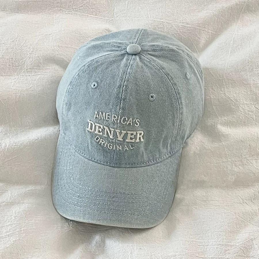 

джинсова бейсболка ins у стилі ретро, ​​жіноча вулична модна брендова кепка з широкими полями, м’який верх, що демонструє маленьке та багатогранне обличчя adjustable світло-синій колір