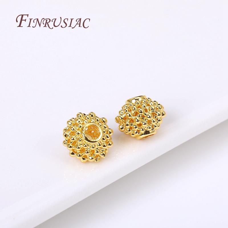 10X8MM Round Spacer Beads Wholesale 18K Gold Plated Design Lantern Coral Spacer Beads Components For DIY Jewelry Making Supplies