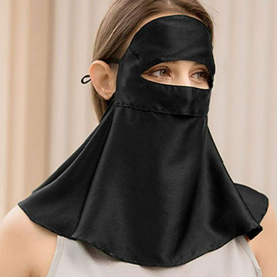 Mulberry Silk Facekini: Full Face & Neck UV and Smoke Protection Mask for Women