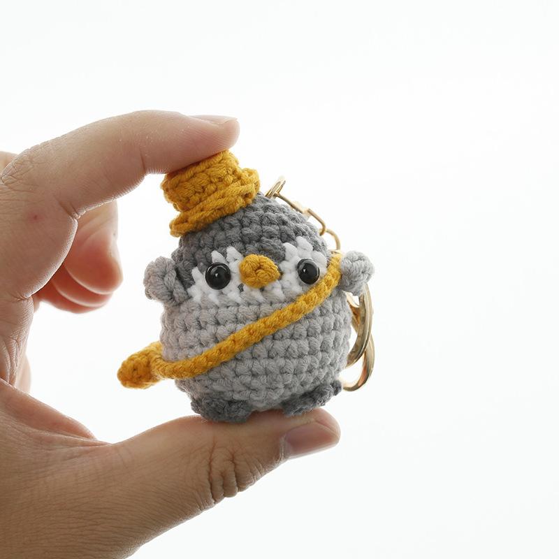 Cute Crochet Penguin Doll Keychain Handmade Knitted Animal Pendant Bag Charm Accessory