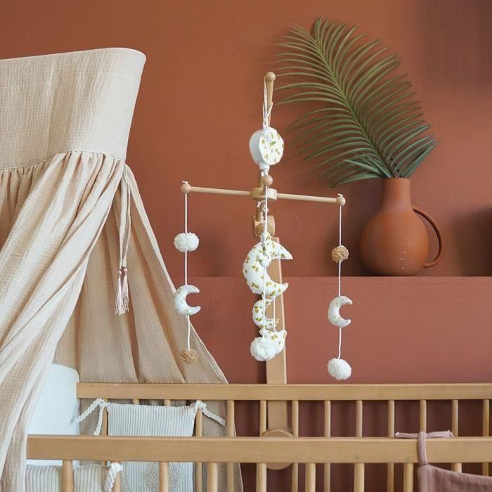 Mobile musical lune pour bébé Naturel 60x40 cm