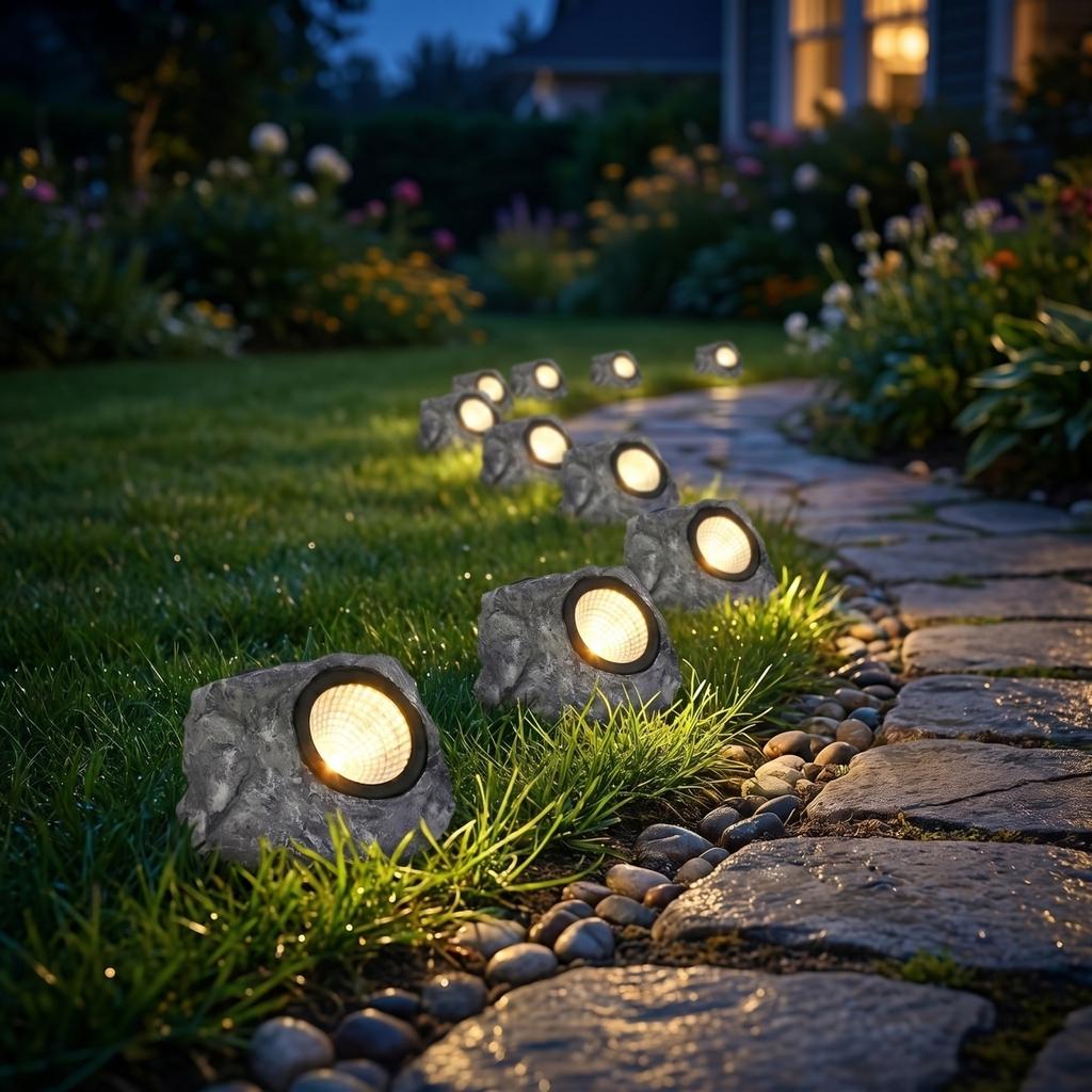 Solar Powered Outdoor Garden Rock Light with Realistic Stone Design for Yard Pathway Landscape Decoration and Energy Efficient Lighting