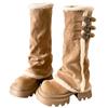 Thick-soled boots Wowinter warm inner heightening plush piled pants tube boots but knee-high knight boots