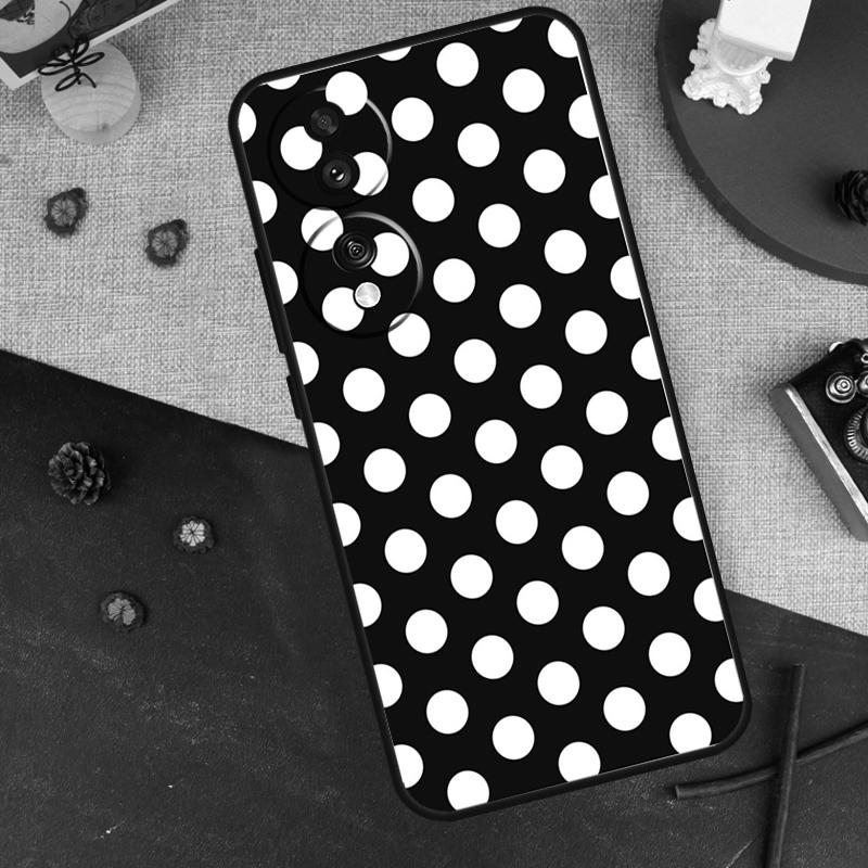 Black And White Polka Dot Case For Honor Magic 7 Pro 6 5 Cover For Honor 200 400 Lite 90 70 50 X9 X8a X8b X9a X9b X9c
