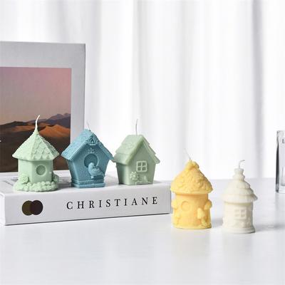Petit Moule à Bougie Maison Maison d'Herbe Maison Rose Aromathérapie Gypse Décoration Coulée Moule en Silicone