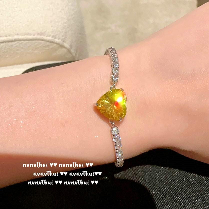 Papalacha Camellia Gemstone Ring, Rich Woman'S Happiness, 18K Gold Plated, Twilight Yellow Love Zircon Bracelet