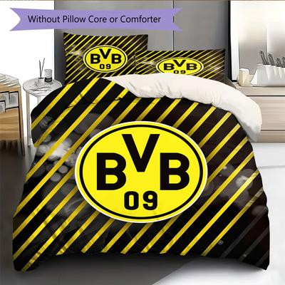 Borussia Dortmund Mönster Sängkläder Täcke Set Heminredning Gåva (1 * påslakan + 2 * örngott utan kärna).xwn