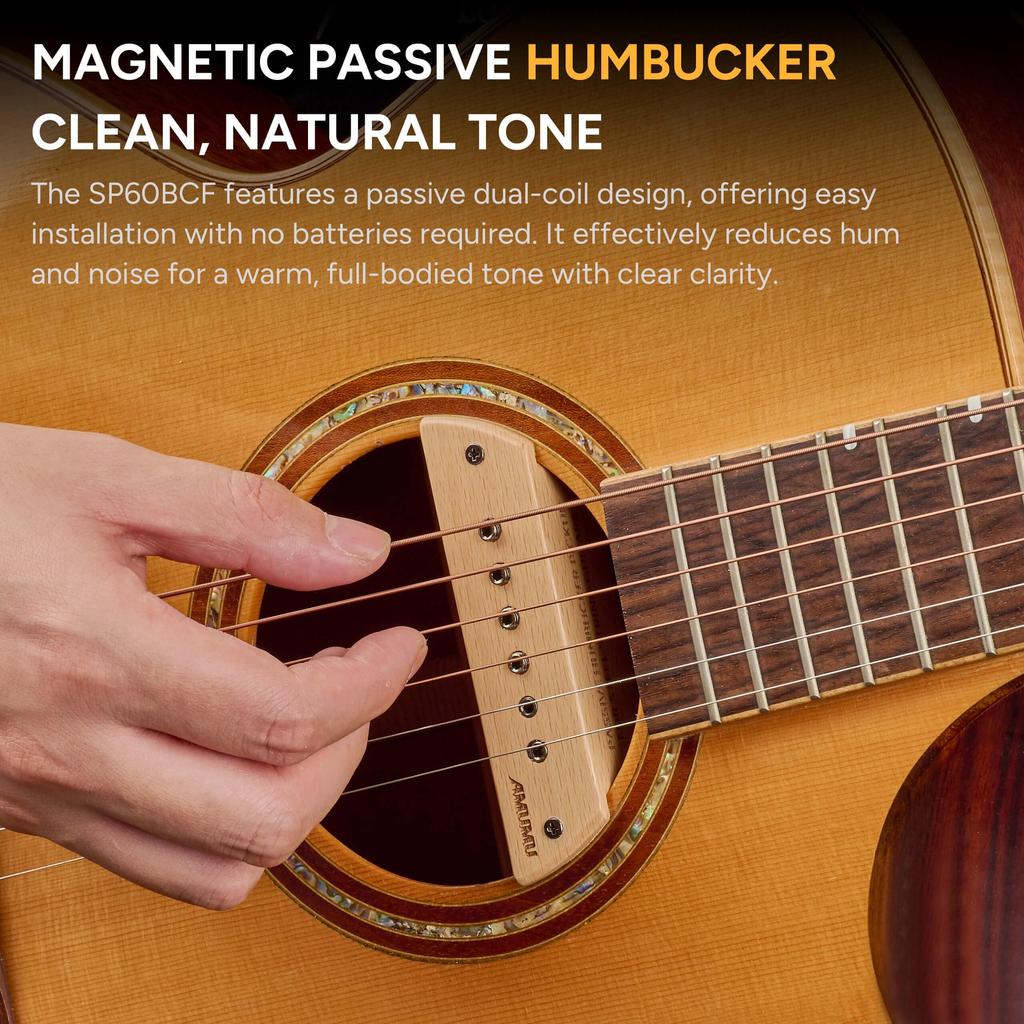 AMUMU SP60BCF Magnetic Passive Soundhole Humbucker Pickup for Acoustic Guitar