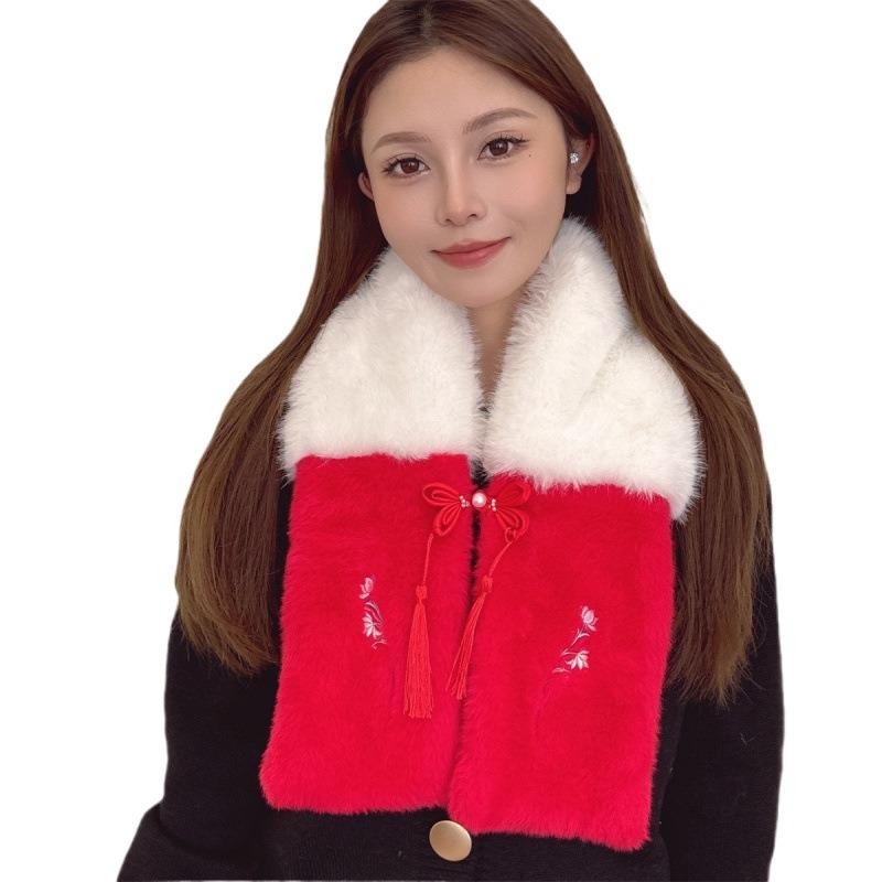 Autumn and Winter New New Scarf Women's Red Scarf To Keep Warm and Thicken the Atmosphere New Year's Day Christmas Gift