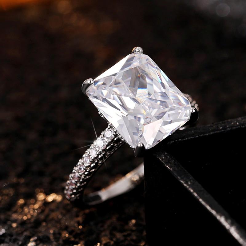 Xiaomi Huitan Bling Square Cubic Zirconia Crystal Wedding Rings for Women Engagement Anniversary Party Luxury Elegant Lady's Jewelry