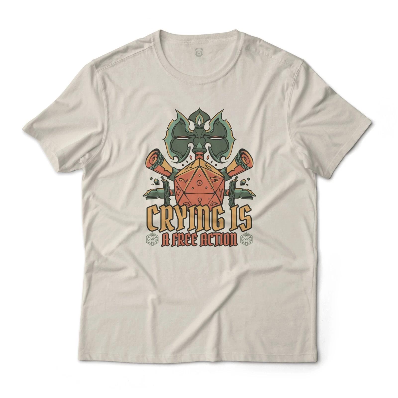 DnD Crying Is A Free Action Funny Fantasy Tabletop Gaming Graphic T-T-Shirt S
