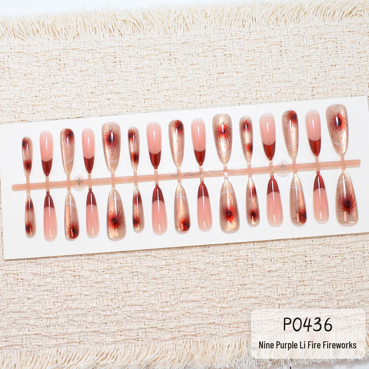 

Long Style Cat Eye Fireworks Nail Art - Finished False Nails for Good Luck