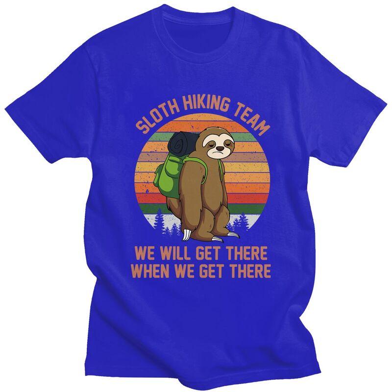 Custom Sloth Hiking Team T Shirts Men ShortSleeve Tshirts Streetwear Tee Tops Oversized Tshirts Merch
