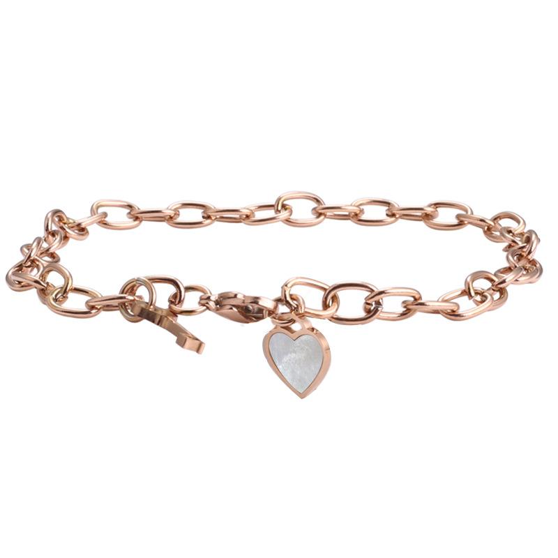 Bracciale da donna con conchiglia a forma di cuore in acciaio al titanio europeo e americano