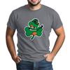 St. Patrick's Adult  Green Crew-neck Short-sleeved Printed Green Three-leaf T-shirt