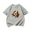 Kids Cotton T Shirt Cute Basset Hound Dog Zipper Print Crew Neck Short Sleeve Tee Casual Breathable Boys Girls Summer Tops
