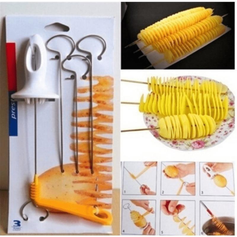 Nový spirálový kráječ brambor Twister Tornado 4 Spits, ruční drtič chipsů