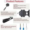 Cast Iron Waffle Maker with Dual Heart Mold for Gas Stove, Non Electric Outdoor Cooking Pan