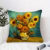 1pc Pillowcase, Sunflower Van Gogh Oil Painting Theme Printed Cushion Cover, Soft And Comfortable Polyester Short Plush Fabric, Single-Sided Printing,