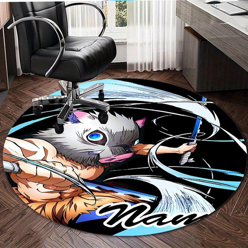 Personalized Demon Slayer Round Chair Office Rug - Perfect for Mat, Office Chair & More - Ideal Gift for Birthdays and Holidays