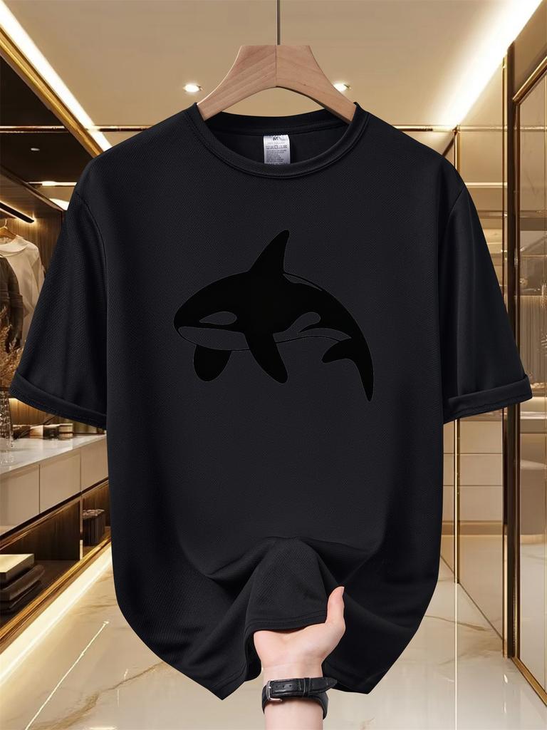 Unisex Minimalist Orca Killer Whale Silhouette Print T Shirt Summer Quick Dry Breathable Short Sleeve Tee Ocean Animal Streetwear T