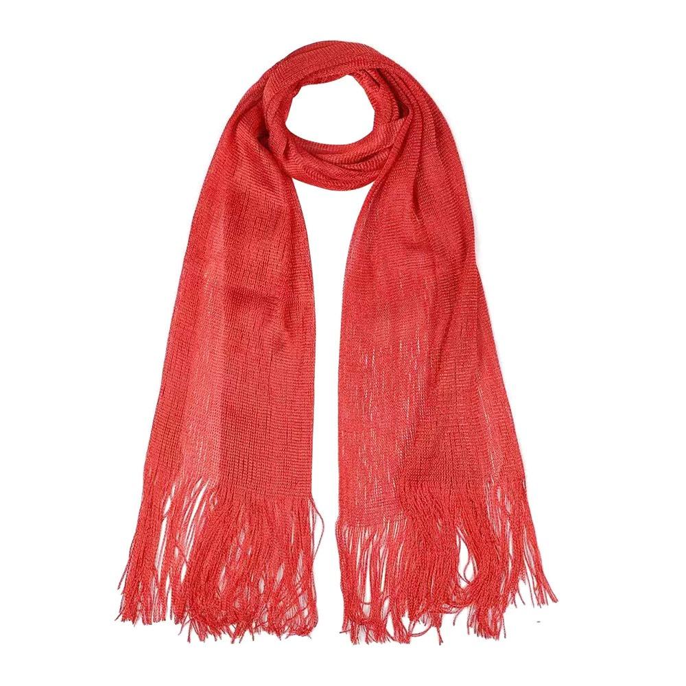 Sunscreen Lace Tassels Silk Scarf Bib Neck Cover Golden Silvery Shiny Scarves Thin Fashion Neck Warmer For Spring Summer Autumn