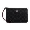 Coach Eckiger Reißverschluss 15 Metallisches Logo Reißverschluss Signatur Denim und Glattes Leder Mini-Clutch Damen-Clutch Silber Schwarz CP440-SVBK
