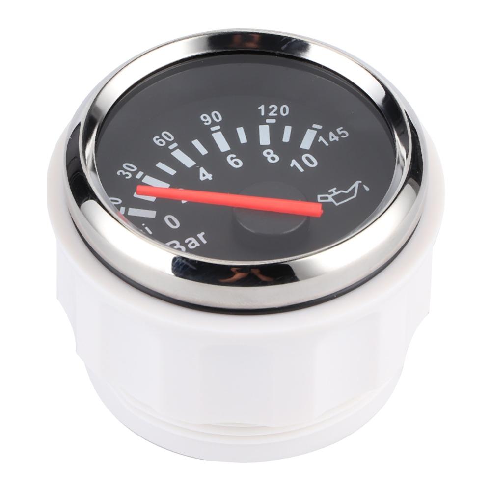 Instrument 2 Inch Oil Pressure Meter 0-10Bar 145psi Pressure Gauge LED Backlight Auto