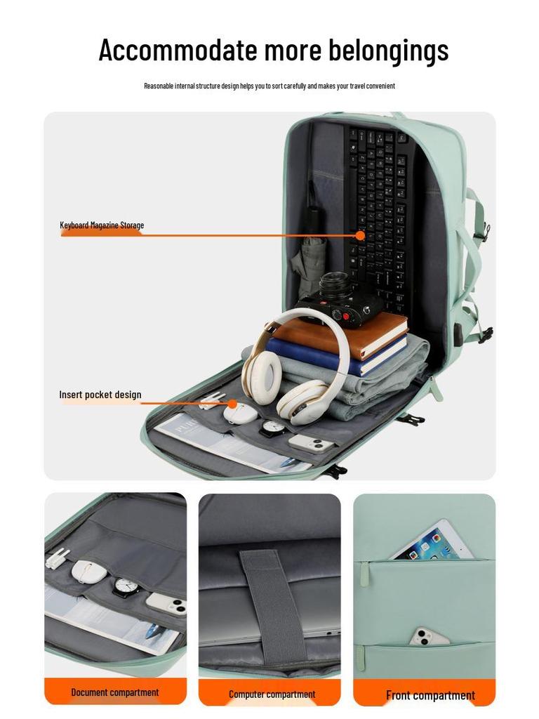 High-End Waterproof Backpack: Women's Leisure Travel, Men's Wet/Dry Separation, Large Capacity Schoolbag, Laptop Compatible.