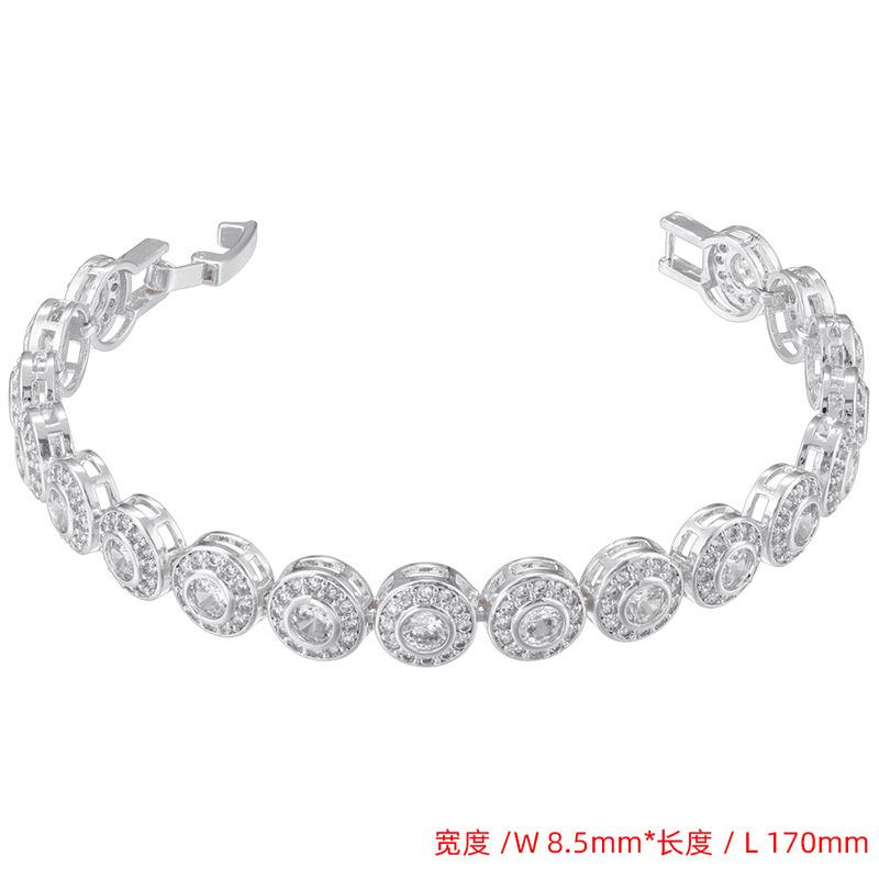 Light Luxury 8.5Mm Wide Classic Round Diamond Splicing Bracelet Necklace Personalized Hip Hop Round Set Vl590-591