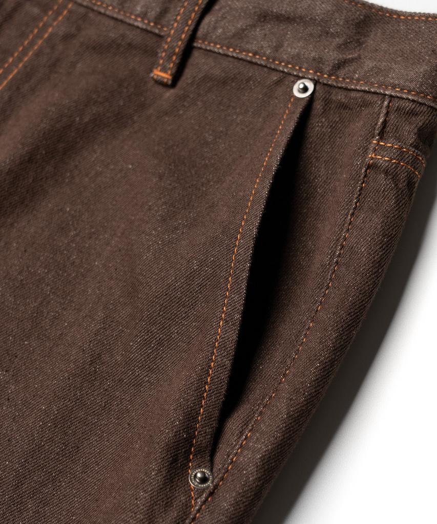 Edeunbeoleokeulleob Wide Fit Denim Pants (Brown)