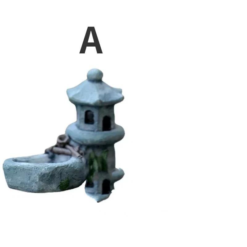 1 Pcs Moss Micro Landscape Ornaments Pool Tower House Micro Home Garden Decoration Micro Accessories Succulent Plant Ornaments