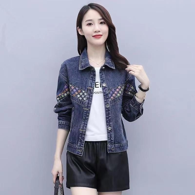Plus Size Denim Coat Women's Autumn Korean Version Relaxed Slim Hong Kong Style Patchwork Versatile Denim Shirt