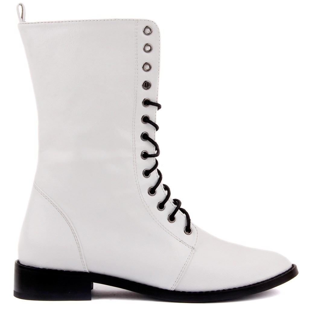 

Moxee - Женские почтовые сапоги белого цвета с каменными деталями на молнии 37 чёрный