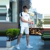DeepSEA Slim Fit Front Printed Striped T-Shirt Shorts 2 Piece Set 2403192