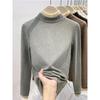 Women's French-Style Ruffled Lace Base Layer Top, Plus Velvet, Thickened for Autumn/Winter