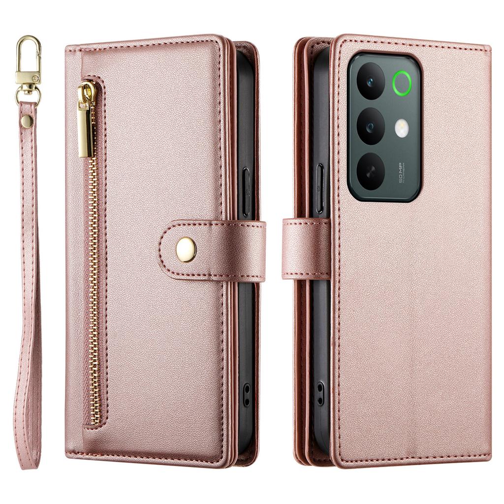 For Realme C85 Pro 4G Leather Case Zipper Pocket Wallet Phone Cover with Straps
