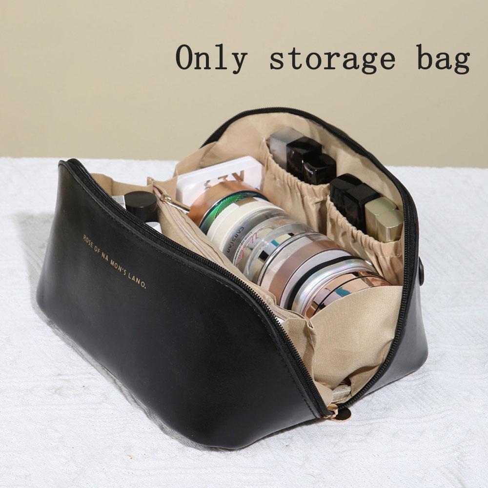 Large Capacity Travel Cosmetic Bag, Waterproof Cosmetic Storage Bag, with Partition, Handle, Flat Opening, Suitable for Travel