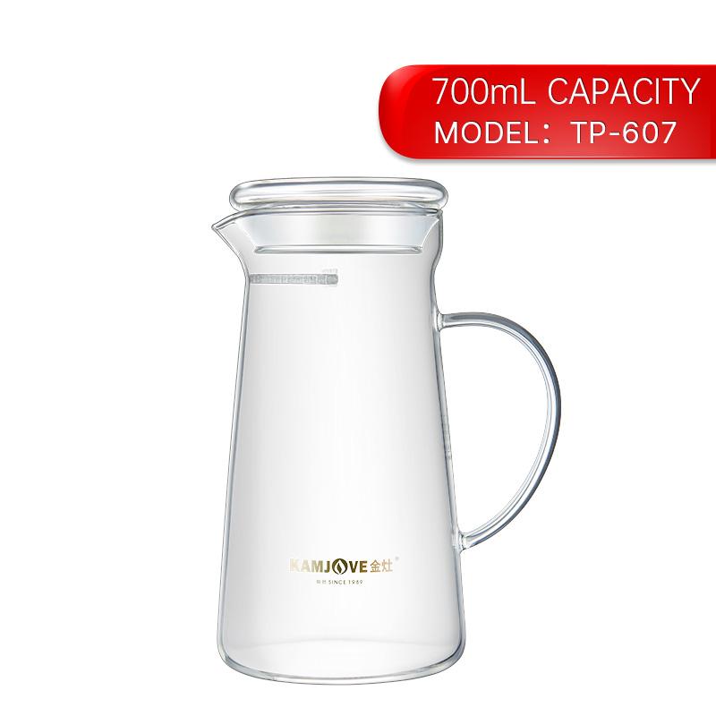 

KAMJOVE Холодный чайник для воды Цветочный чайник Большая емкость Высокотемпературный боросиликатный стеклянный чайник со стеклянным фильтром в форме полумесяца