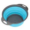 Drain Basket Silicone Round Folding Fruit Drain Vegetable Washing Basket with Handle for Home Kitchen