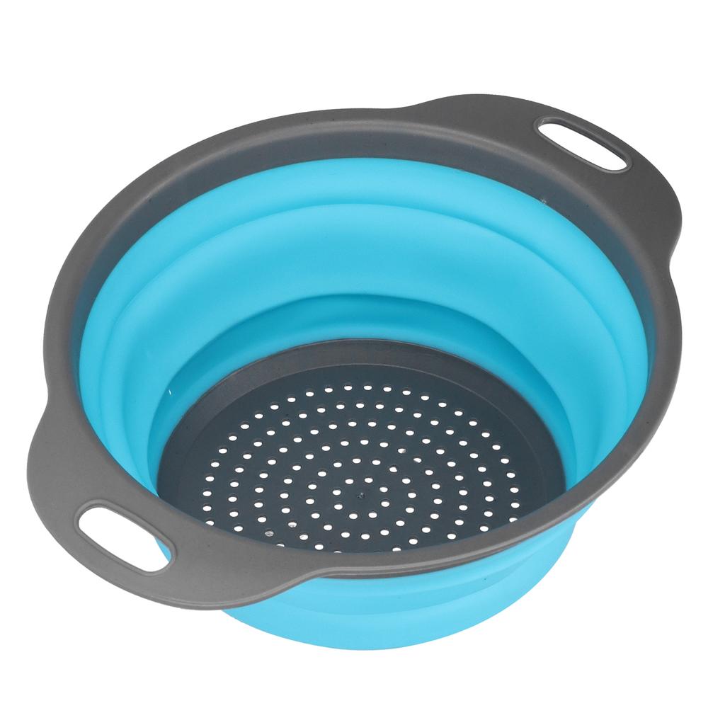 Drain Basket Silicone Round Folding Fruit Drain Vegetable Washing Basket with Handle for Home Kitchen
