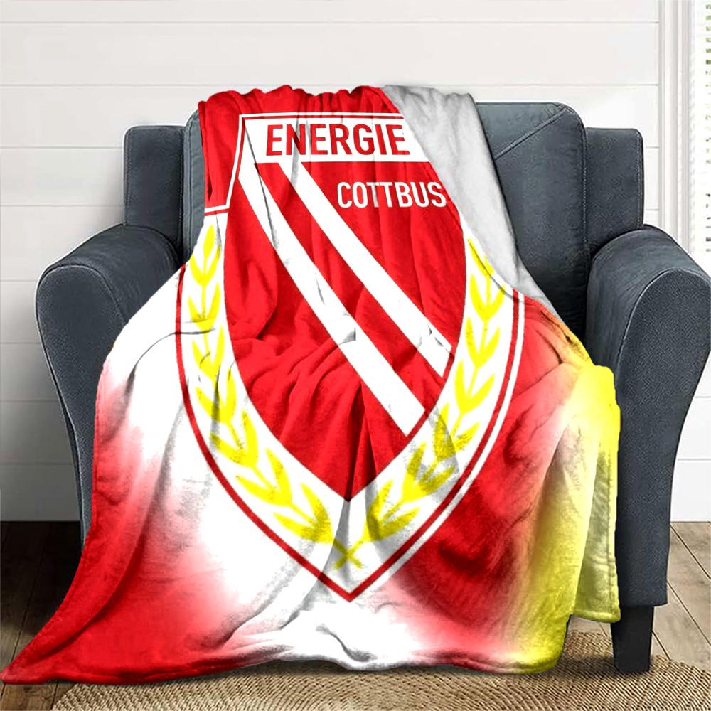Energie Cottbus Club Emblem Gradient Print Flannel Throw Blanket Soft Plush Blanket for Sofa Couch Bedroom Sport Fan Home Decor