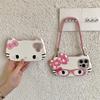3D Hello Kitty Brille Niedliche Rosa Schleife Süße Handyhülle Für iPhone 16 15 14 13 12 11 Pro Max 16 PLUS Handschlaufe Kordel Rückseite