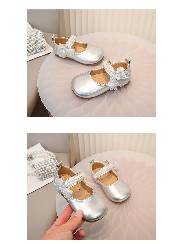 Chaussures Mary Jane en cuir pour filles: Chaussures de princesse à nœud, semelle souple, perles - Printemps/Automne 2026