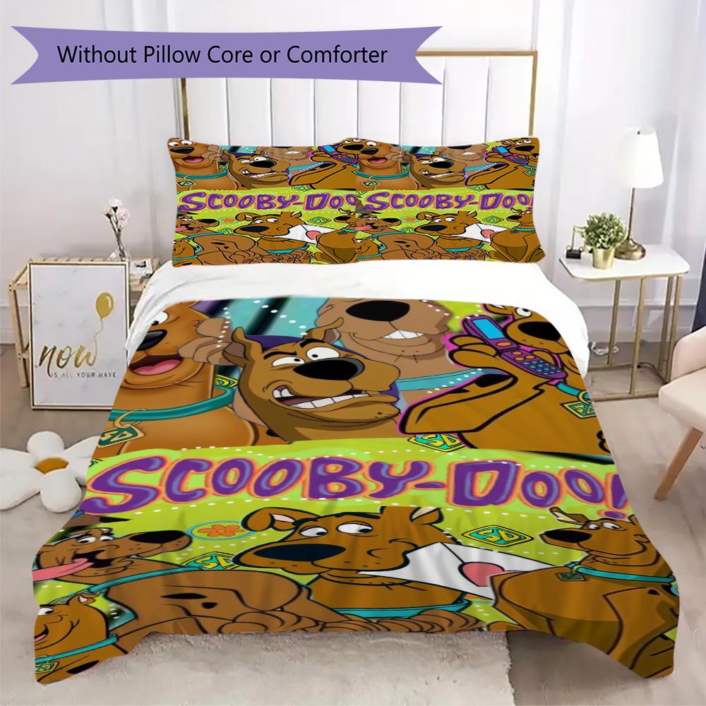 Scooby-Doo Pattern Bedding,Quilt Set Quilt Cover Pillowcase Home Birthday Gift (1*duvet cover+2*pillowcase,without core)ZSJT0917296