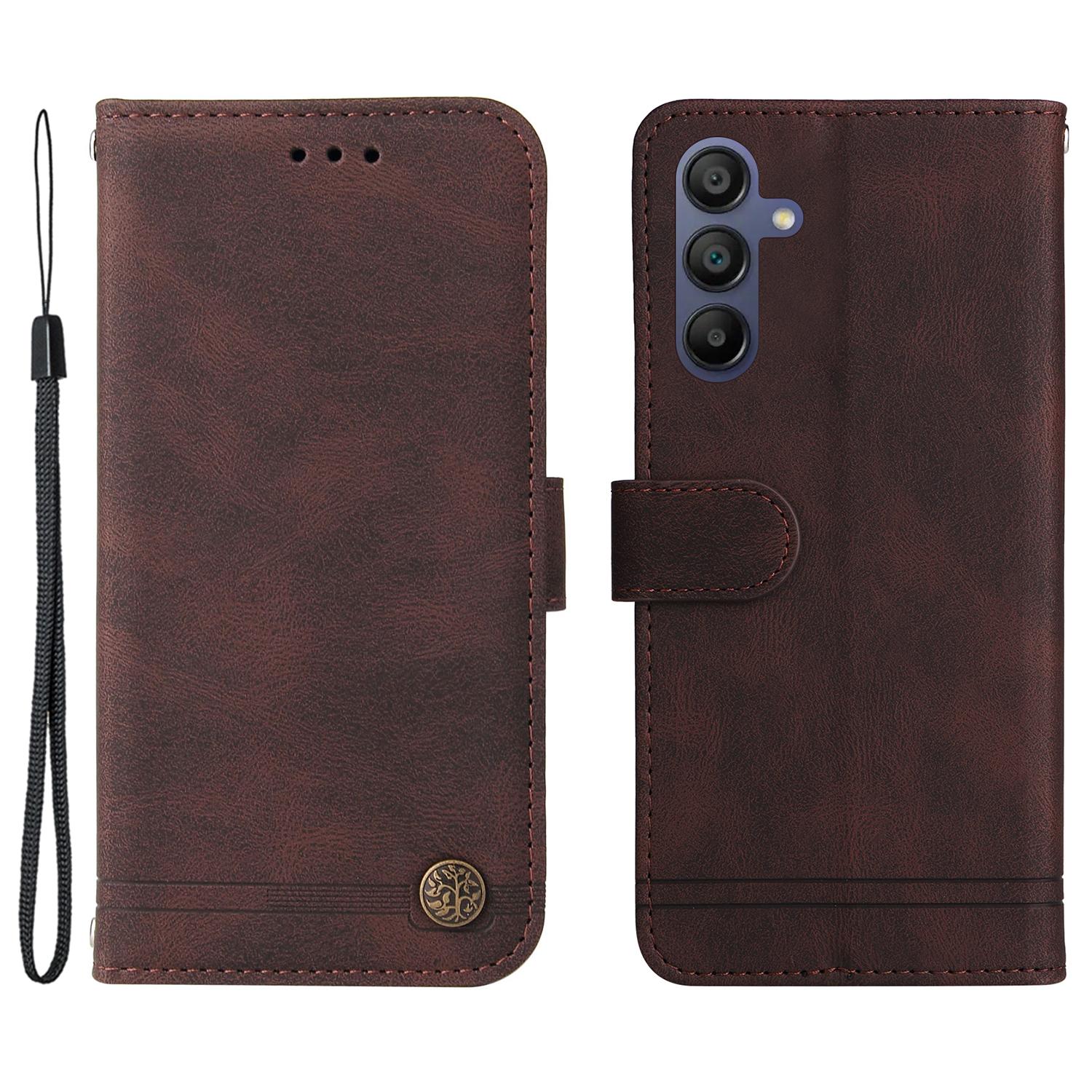 

For Samsung Galaxy A17/A26 5G/A16 5G/A16 4G Leather Wallet Cases Skin Touch Phone Cover Stand with Strap Brown