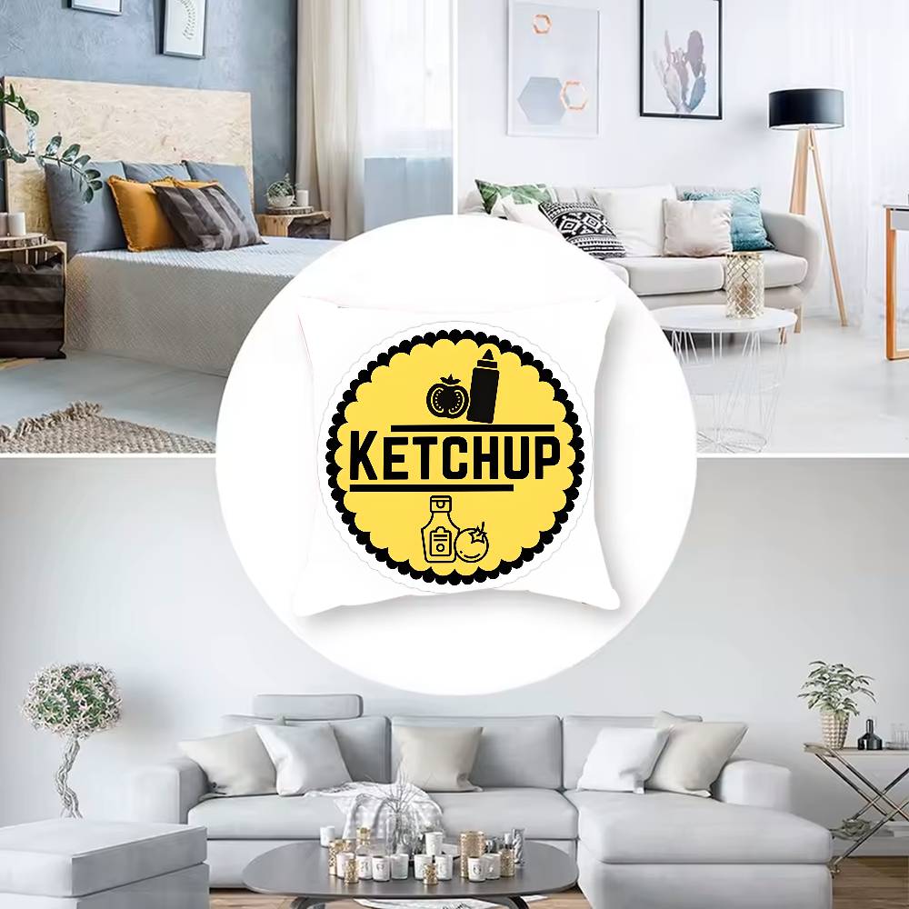 Lustiger K-ket-chup Etikett Kissenbezug Hausstaubmilbenabweisend Unsichtbarer Reißverschluss Sofa Bett