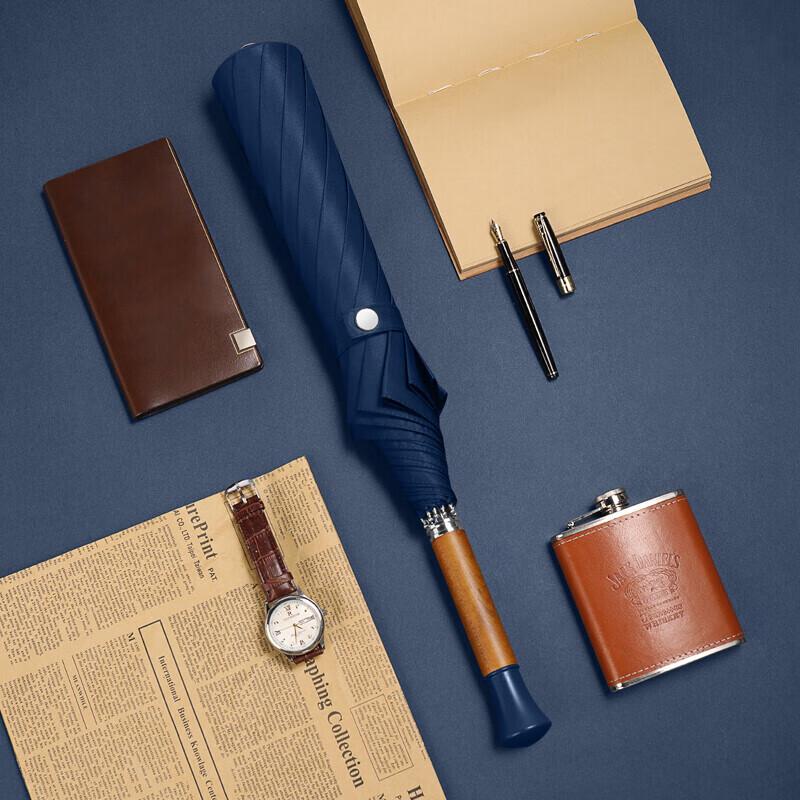MAYDU Reinforced Solid Wood Handle Umbrella